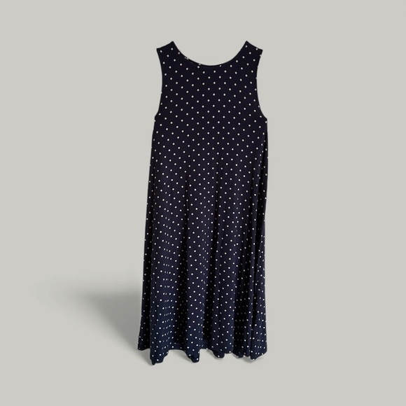 Old Navy Small Navy Blue Polka Dot Jersey Swing Dress Parisian Chic - Picture 2 of 7